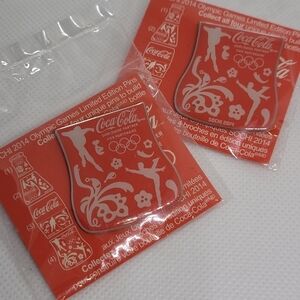 COCA-COLA 2014 Sochi Winter Olympic Games Lapel Push Pin, Set of 2